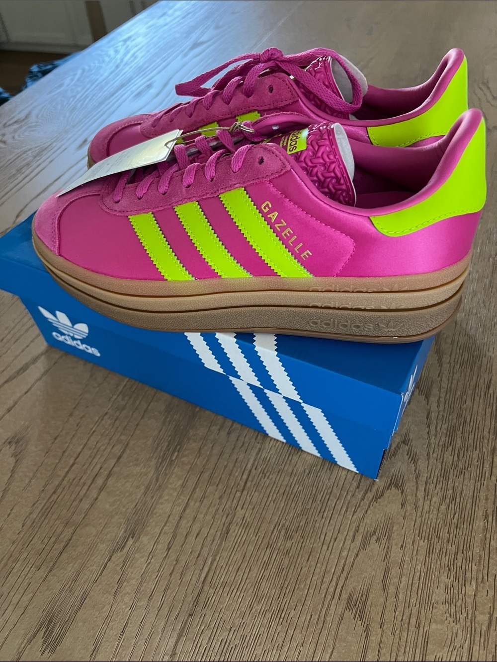 adidas Gazelle Women’s Sneakers — Bright Pink with Neon Accents